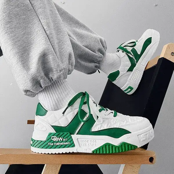 Mens Height-Increasing Sneakers | Light-Reflective Low-Top Casual Shoes in Blue, Green, Black