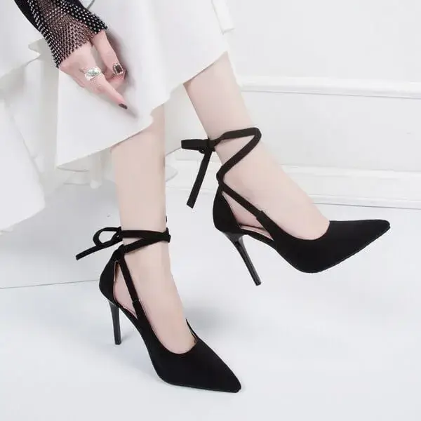 Valtensis Women Fashion Solid Color Plus Size Strap Pointed Toe Suede High Heel Sandals Pumps