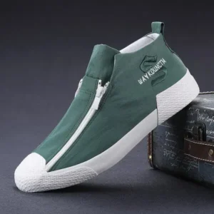 Valtensis Men'S Casual Embroidery Zipper High Top Canvas Shoes