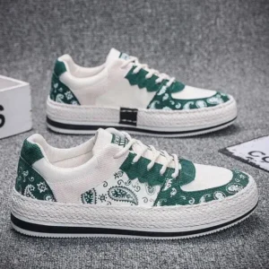 Valtensis Men Fashion Cashew Flower Printed Canvas Sneakers