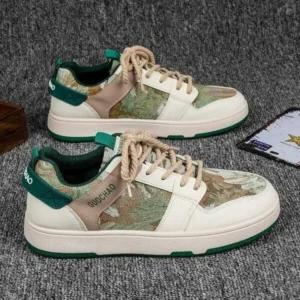 Valtensis Men'S Casual Retro Secret Forest Oil Painting Pattern Sneakers