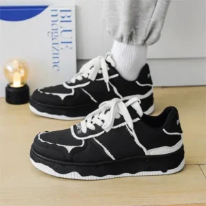 Valtensis Men'S Fashion Black White Breathable Canvas Sneakers