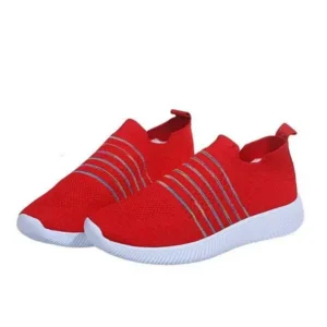 Valtensis Fashion Casual Solid Color Striped Fly-Woven Mesh Breathable Flat Sneakers